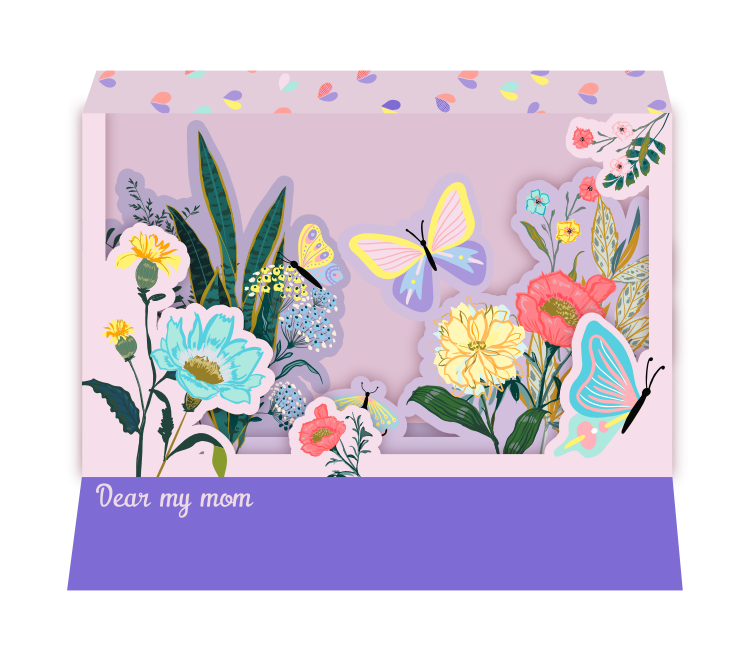 Mother's day stereoscopic butterfly greeting card HM037