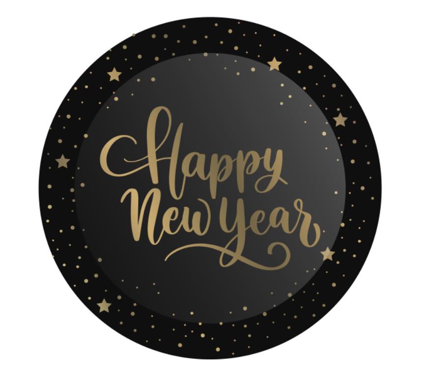 Black and gold party paper plate HNY00003
