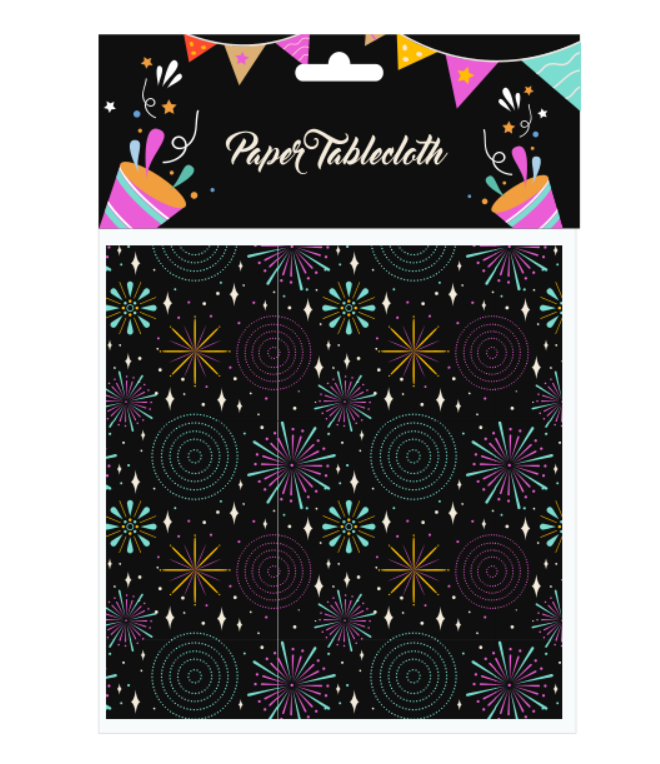 Fireworks paper tablecloth for New Years party HNY00032
