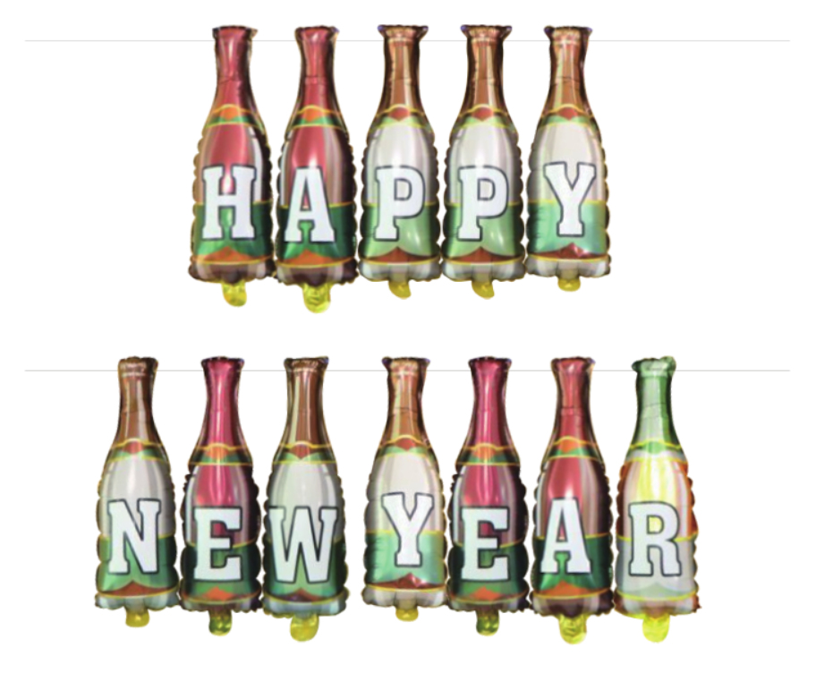 Beer Bottle New Year Aluminum Film Balloon Banner HNY00062