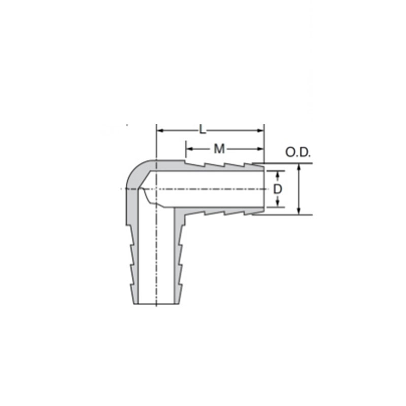 Hose brab & polyethylene tubing 90°hose barb elbow