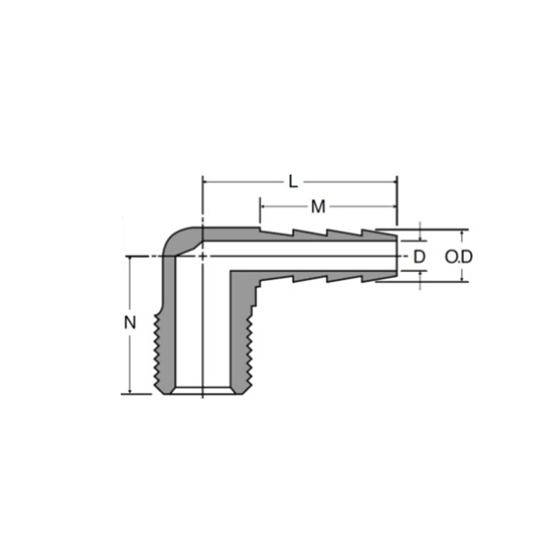 Hose brab & polyethylene tubing forged hose barb 90° Elbow