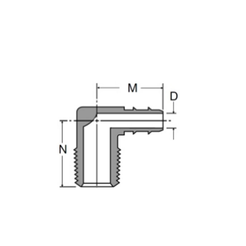 Hose brab & polyethylene tubing male elbow