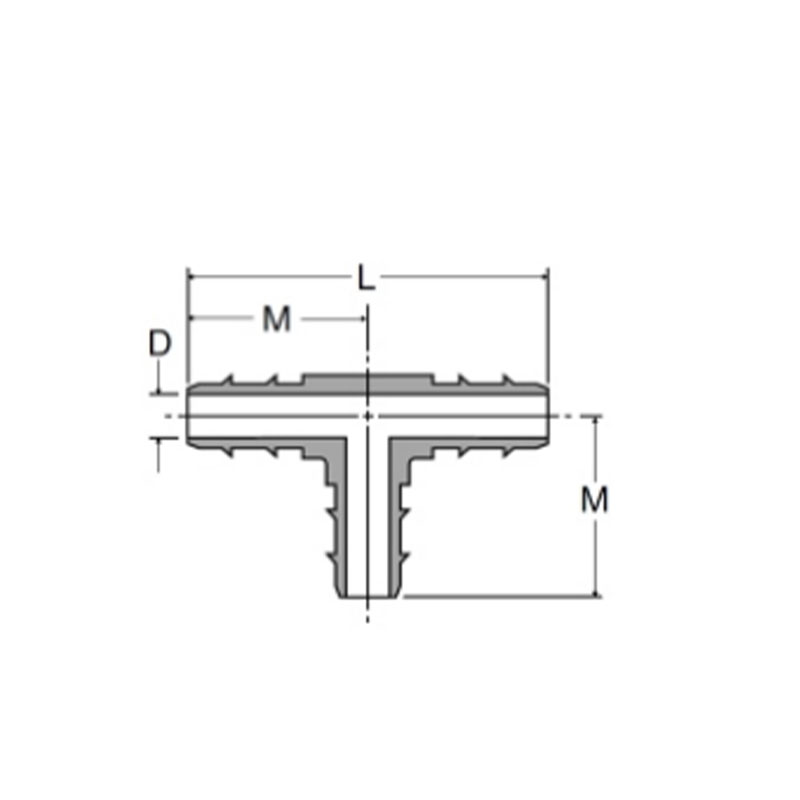 Hose brab & polyethylene tubing union tee