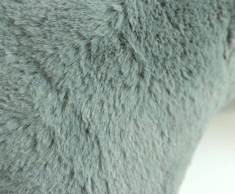 Moon shaped rabbit fur faux fur cushion with pom pom 8
