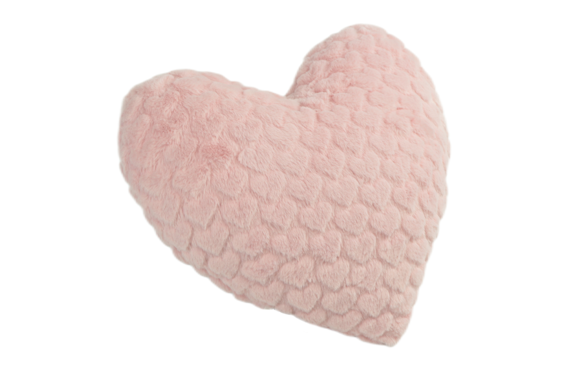 Pink 3d heart rabbit hair faux fur cushion
