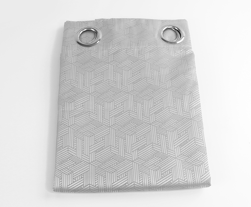 Gray herringbone geometric jacquard curtains