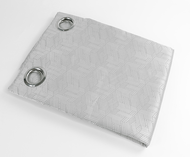 Gray herringbone geometric jacquard curtains