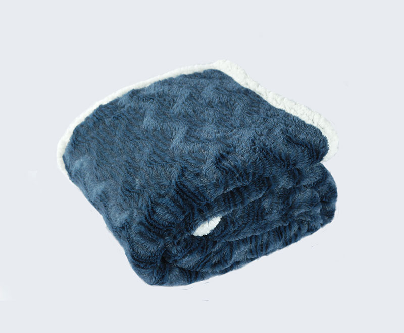 Teal super soft PV fur print and brush print PV blanket