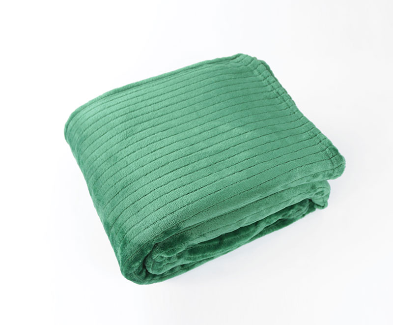Green vertical stripes jacquard flannel blanket 10
