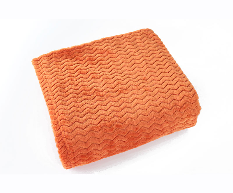Zig-Zag Orange Jacquard flannel blanket 25