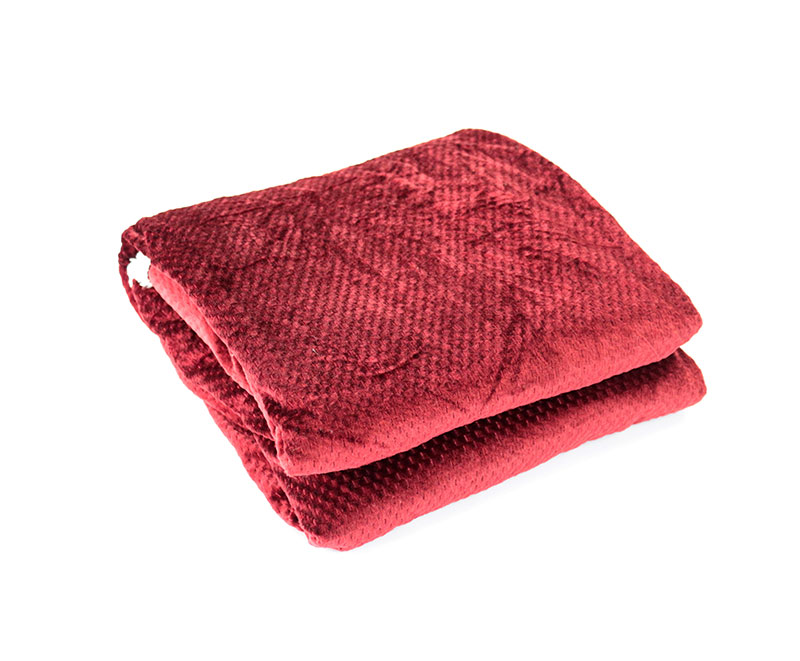 Beautiful red festive jacquard flannel with sherpa blanket 04