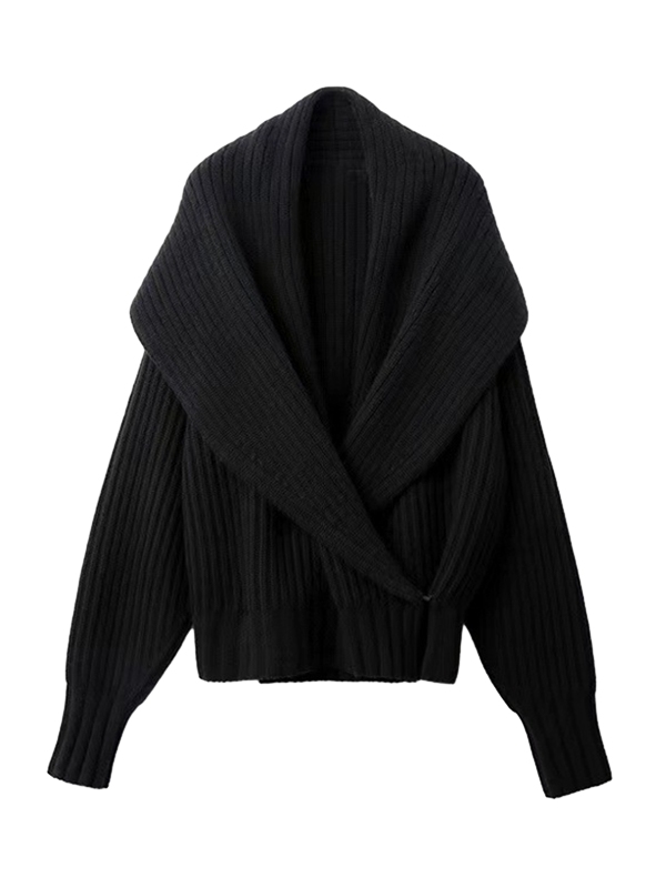 Knit Coat With Asymmetrical Scarf FM4986