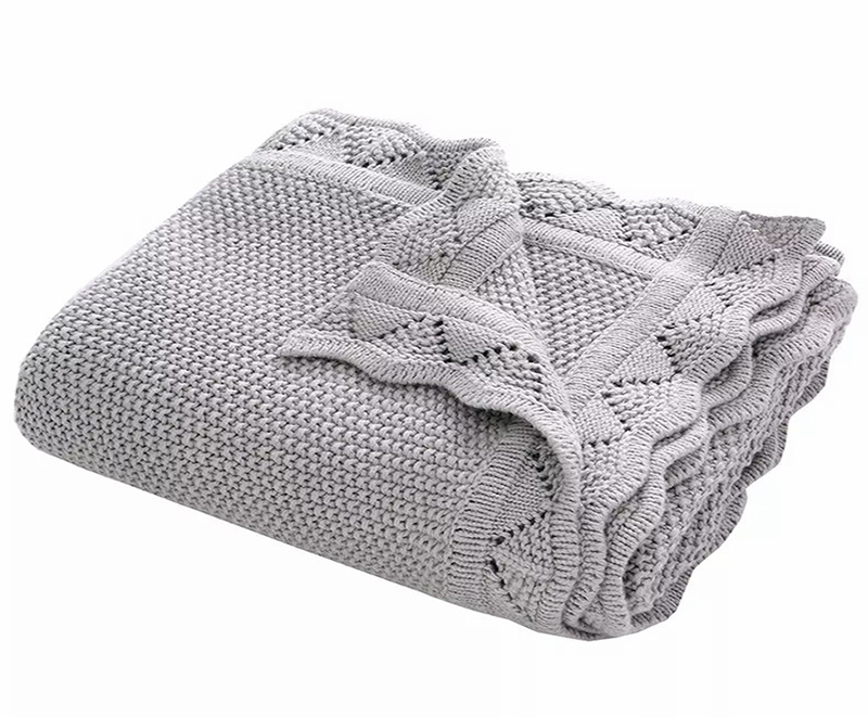 Soft and smooth grey textured knitted blanket 10