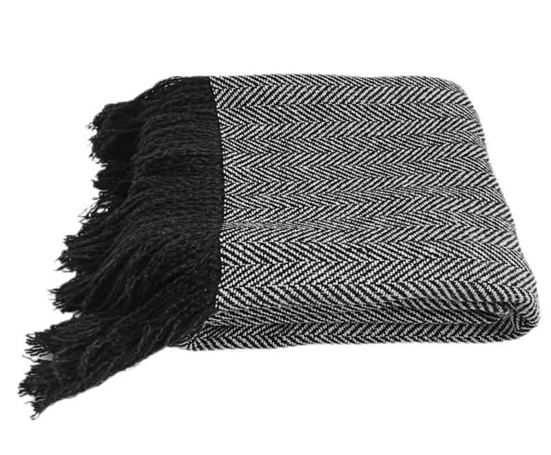 Black fashion tassel home decor knit blanket 4