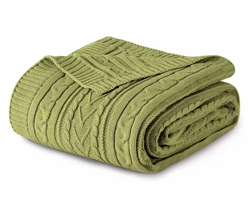 Lightweight woven green home sofa knit blanket 6