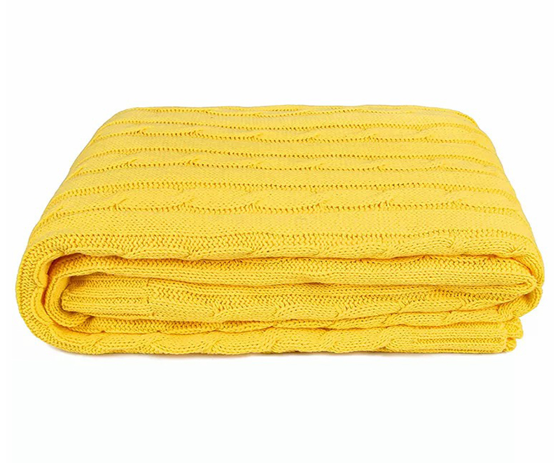 Yellow weave decorative knitted blanket 9