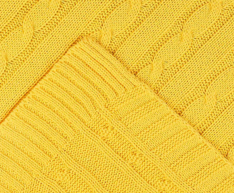 Yellow weave decorative knitted blanket 9