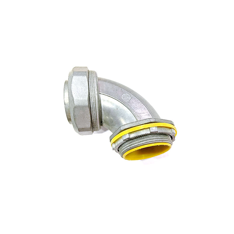 Liquid tight flexible conduit connector--metal elbow connector