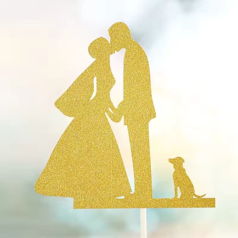 wedding cake topper with dog