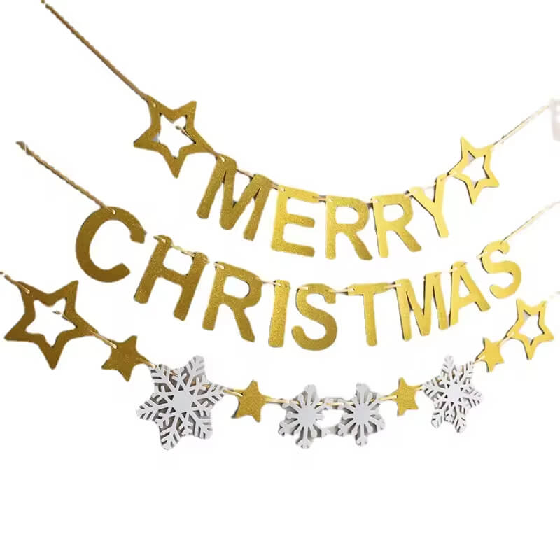 Glitter Snowflake Star Merry Christmas Banner 