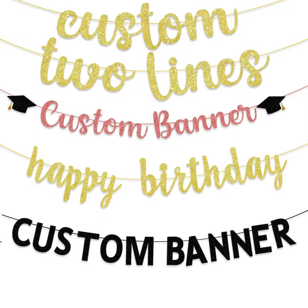 Custom Gold Happy Birthday Banner