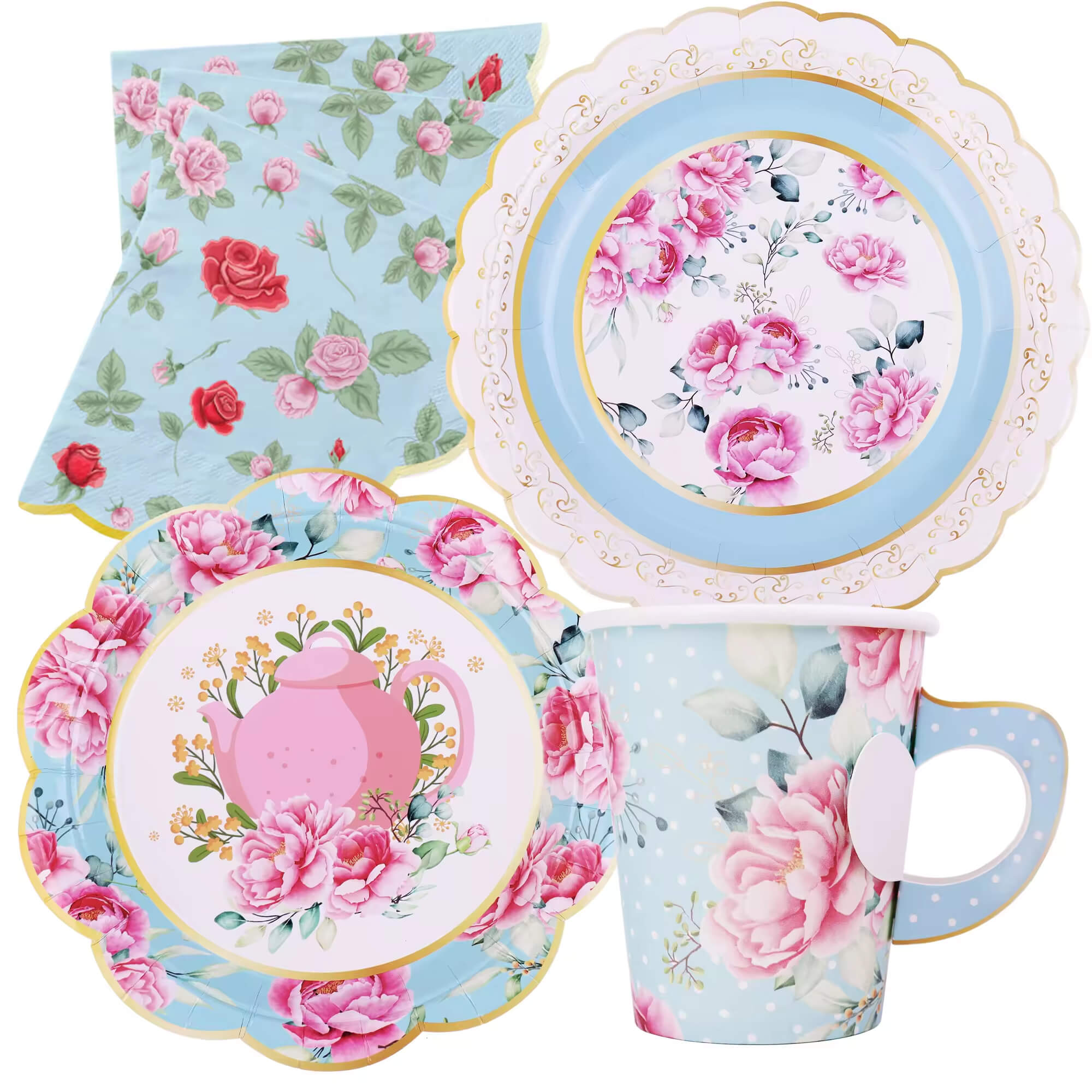 Spring Flowers Teapot Tableware Set 