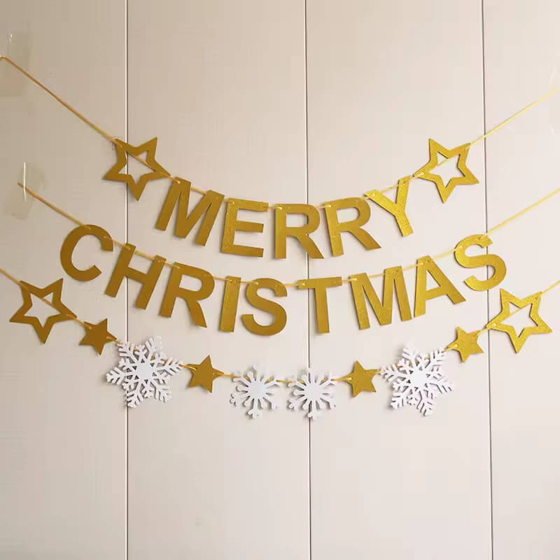Glitter Snowflake Star Merry Christmas Banner 