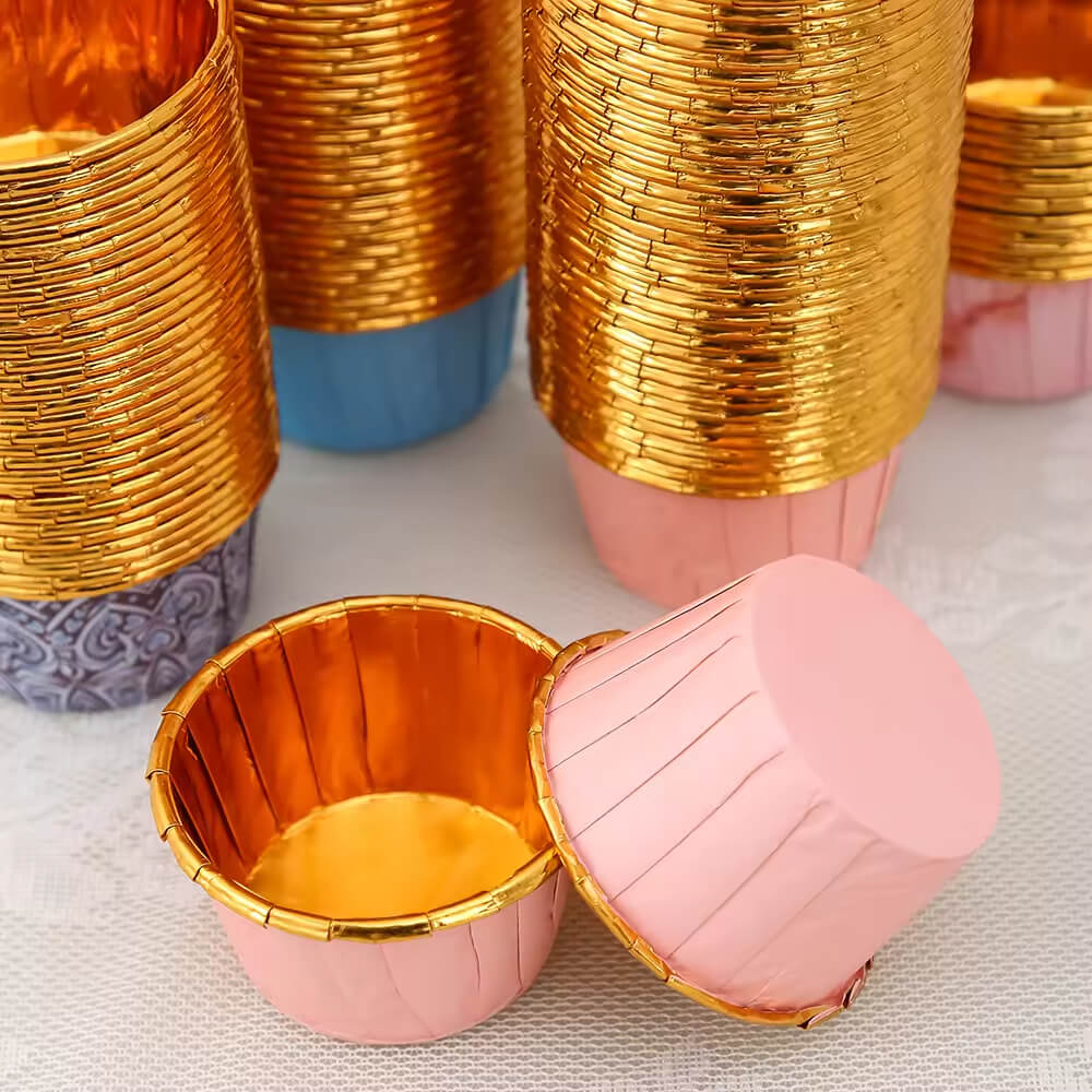 Rose Gold Silver Cupcake Liners