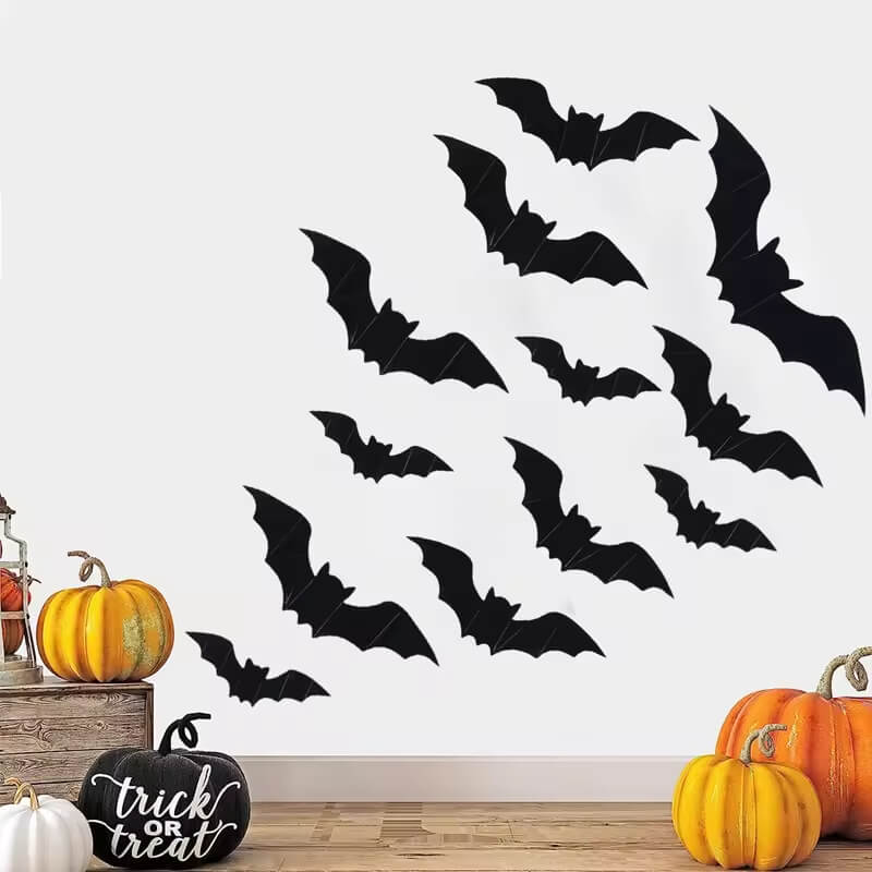 Black Spooky Bats Stickers