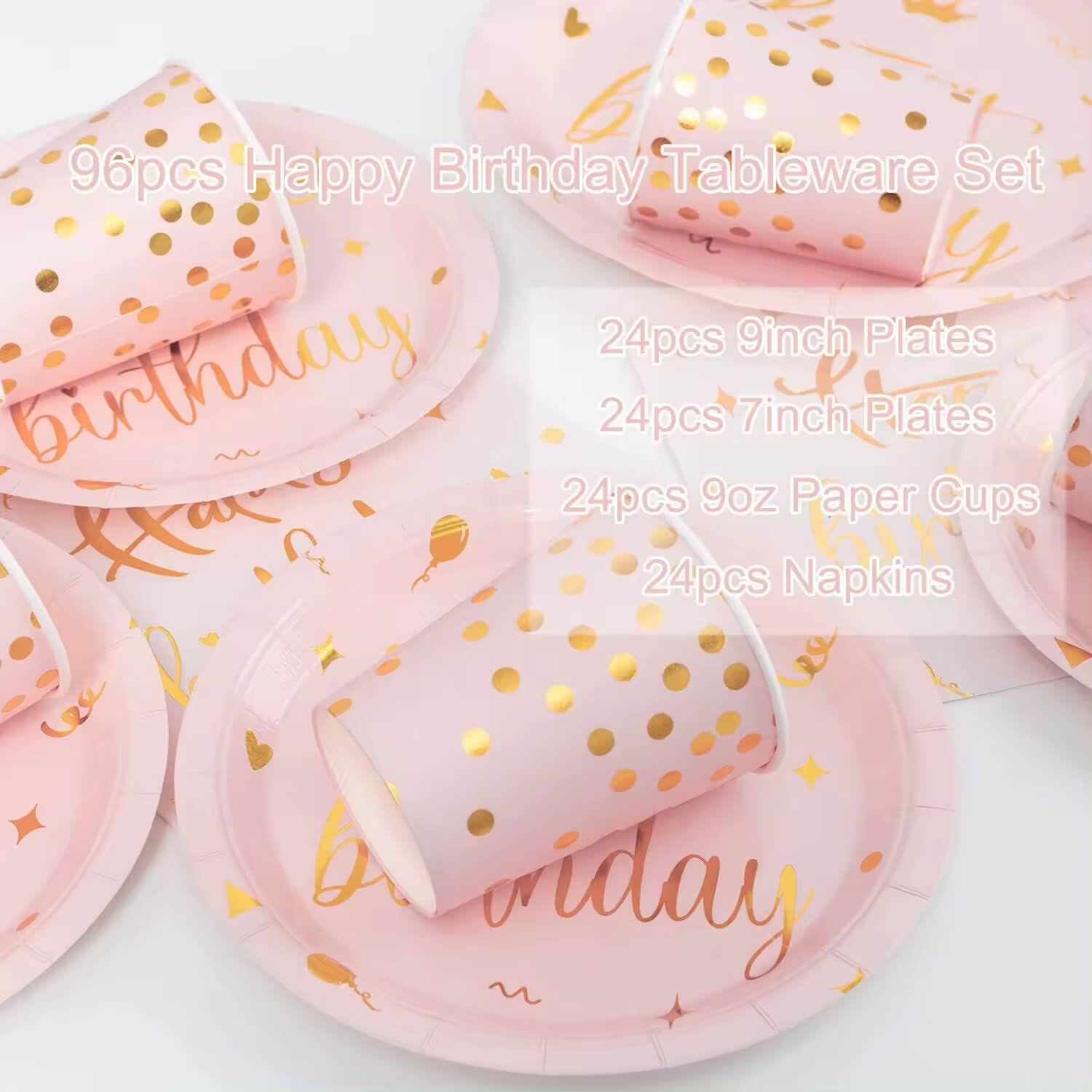 Pink Gold Paper Plates