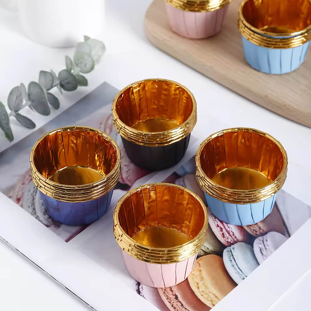 Rose Gold Silver Cupcake Liners