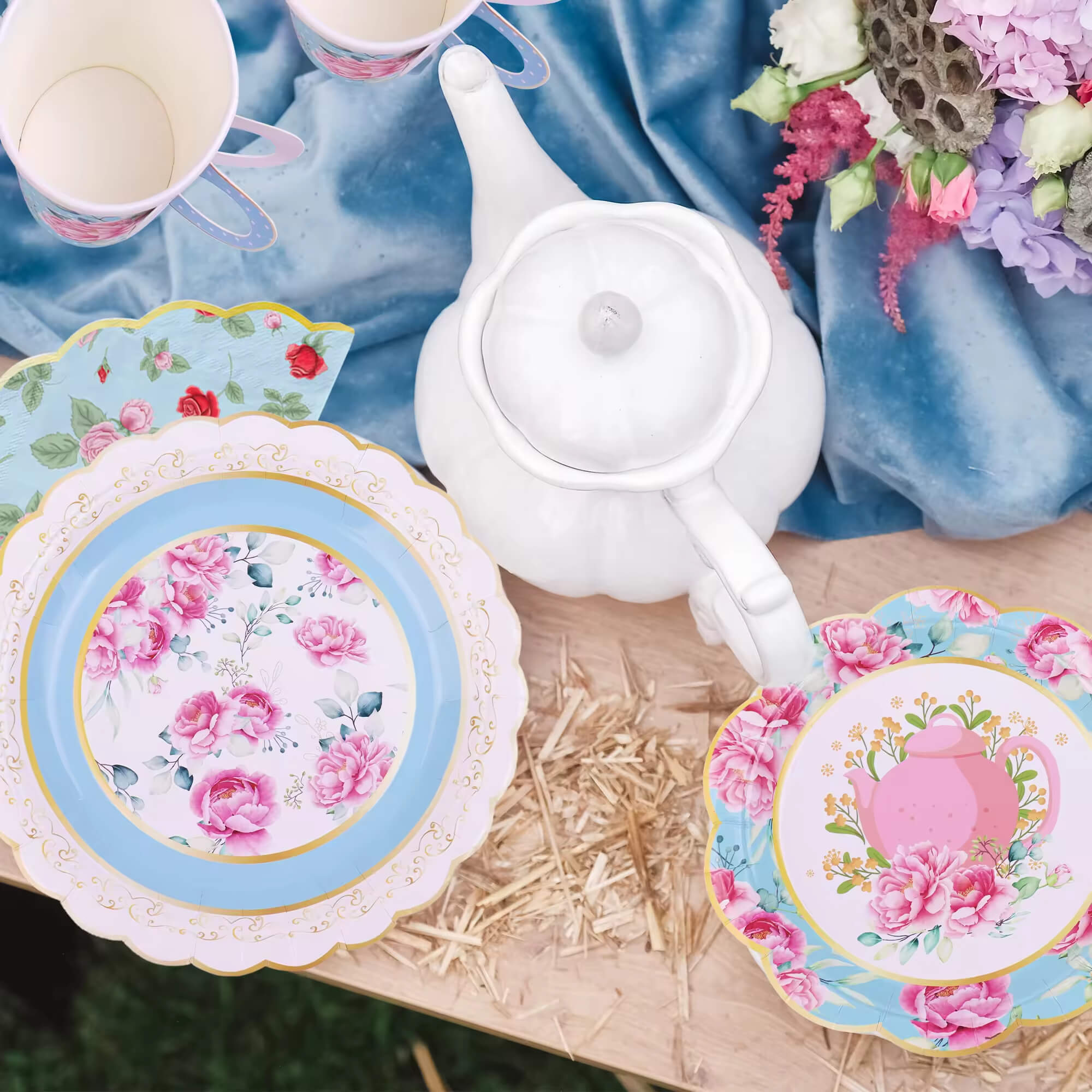 Spring Flowers Teapot Tableware Set 
