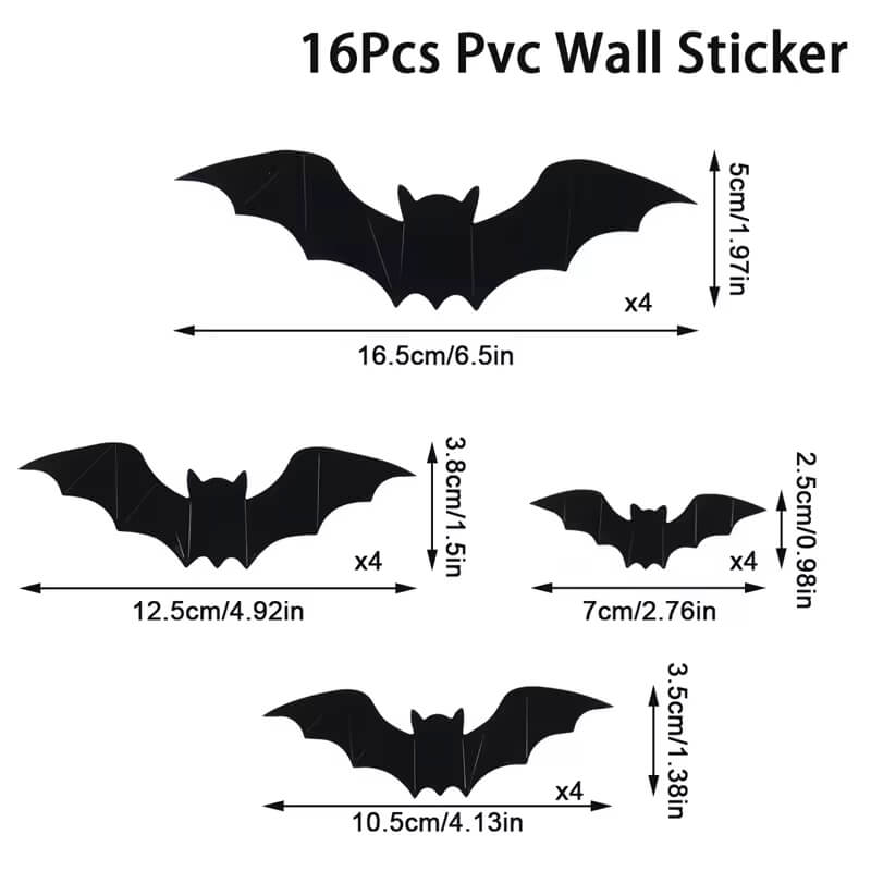 Black Spooky Bats Stickers