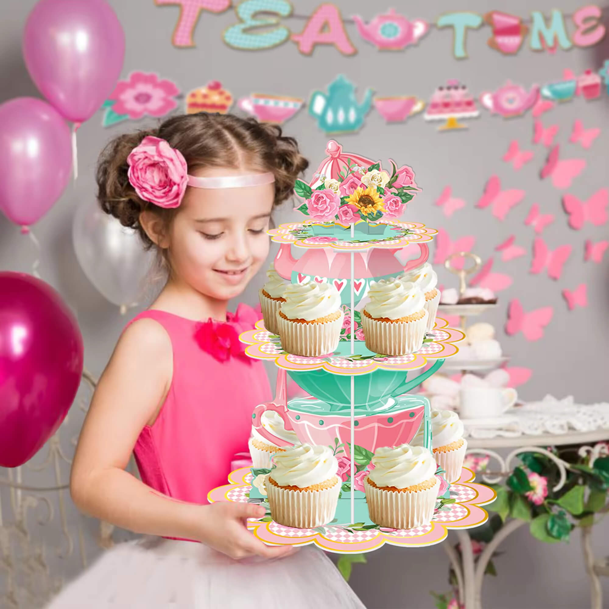 3 Tier Teapot Cupcake Stand