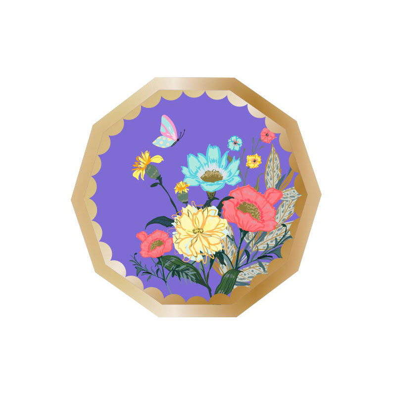 Mother's day party purple themed paper plate HM006