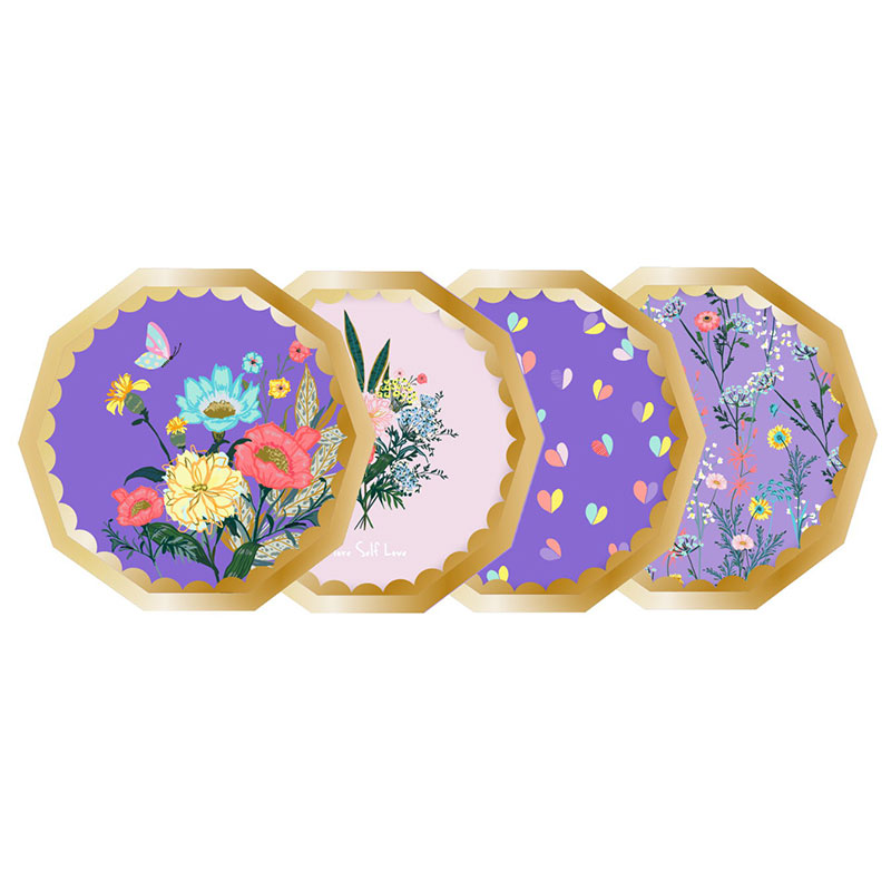 Mother's day party purple themed paper plate HM006