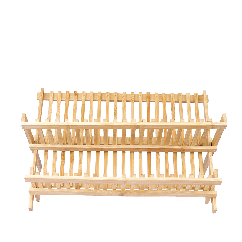 Natural bamboo folding plate rack