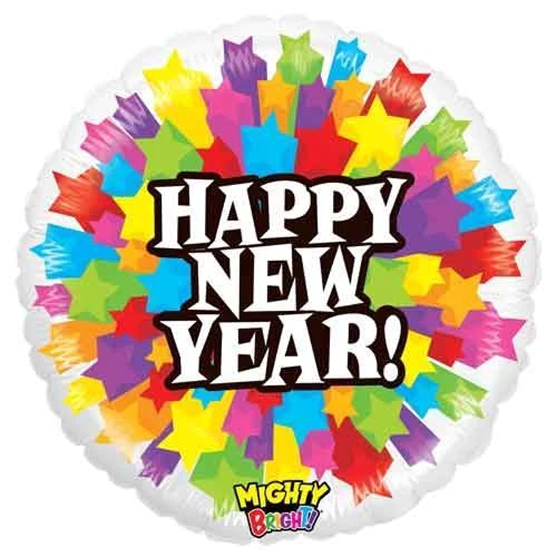 New Year Starburst Non- Non-Mylar  Foil Balloon