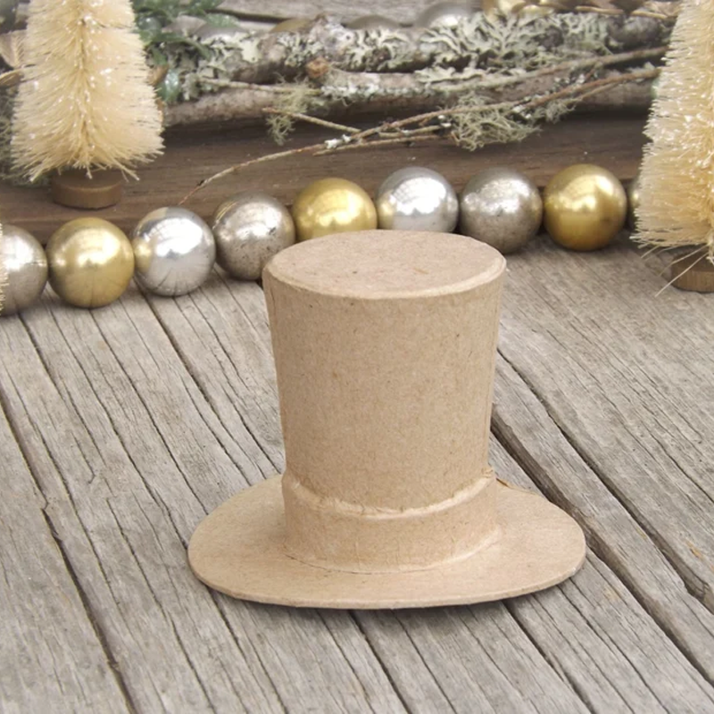Paper Mache Top Hat Small Unfinished Christmas Ornament Crafts