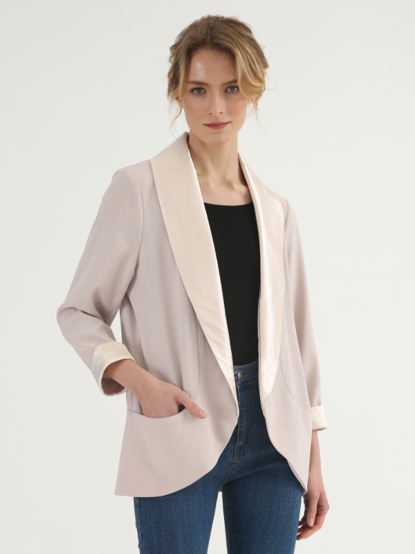 Pink Lapel Collar Blazer