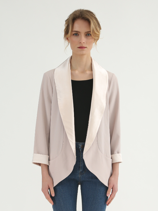 Pink Lapel Collar Blazer