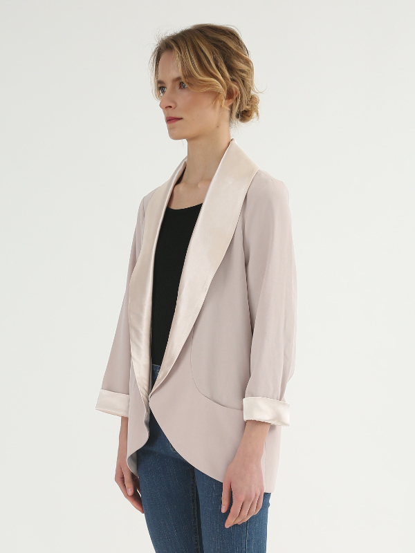 Pink Lapel Collar Blazer