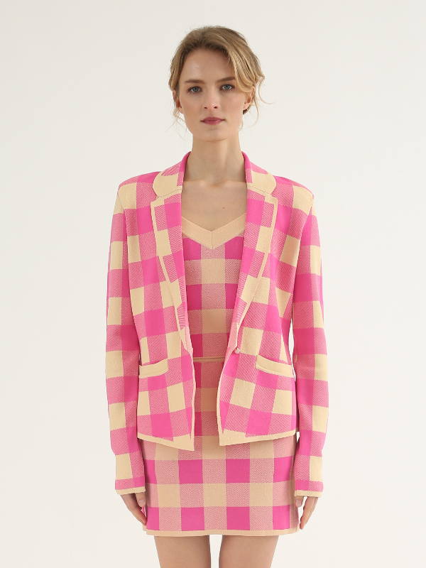 Pink Plaid Suits Set