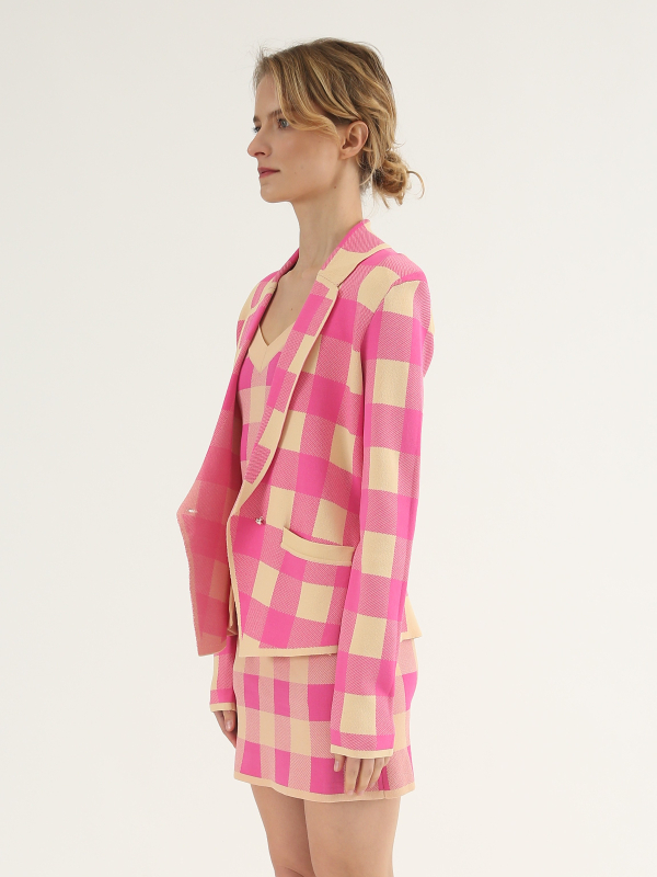 Pink Plaid Suits Set