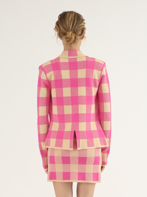 Pink Plaid Suits Set