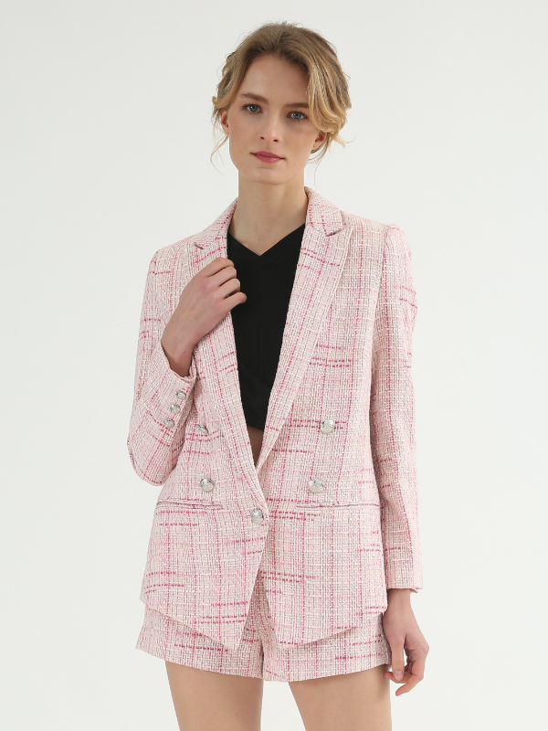 Pink Tweed Blazer Jacket