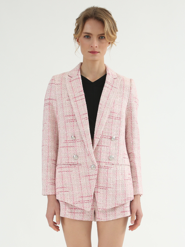 Pink Tweed Blazer Jacket