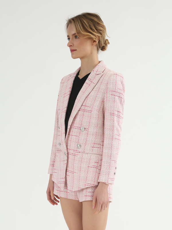 Pink Tweed Blazer Jacket