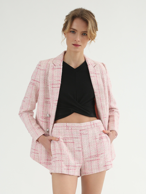 Pink Tweed Blazer Jacket